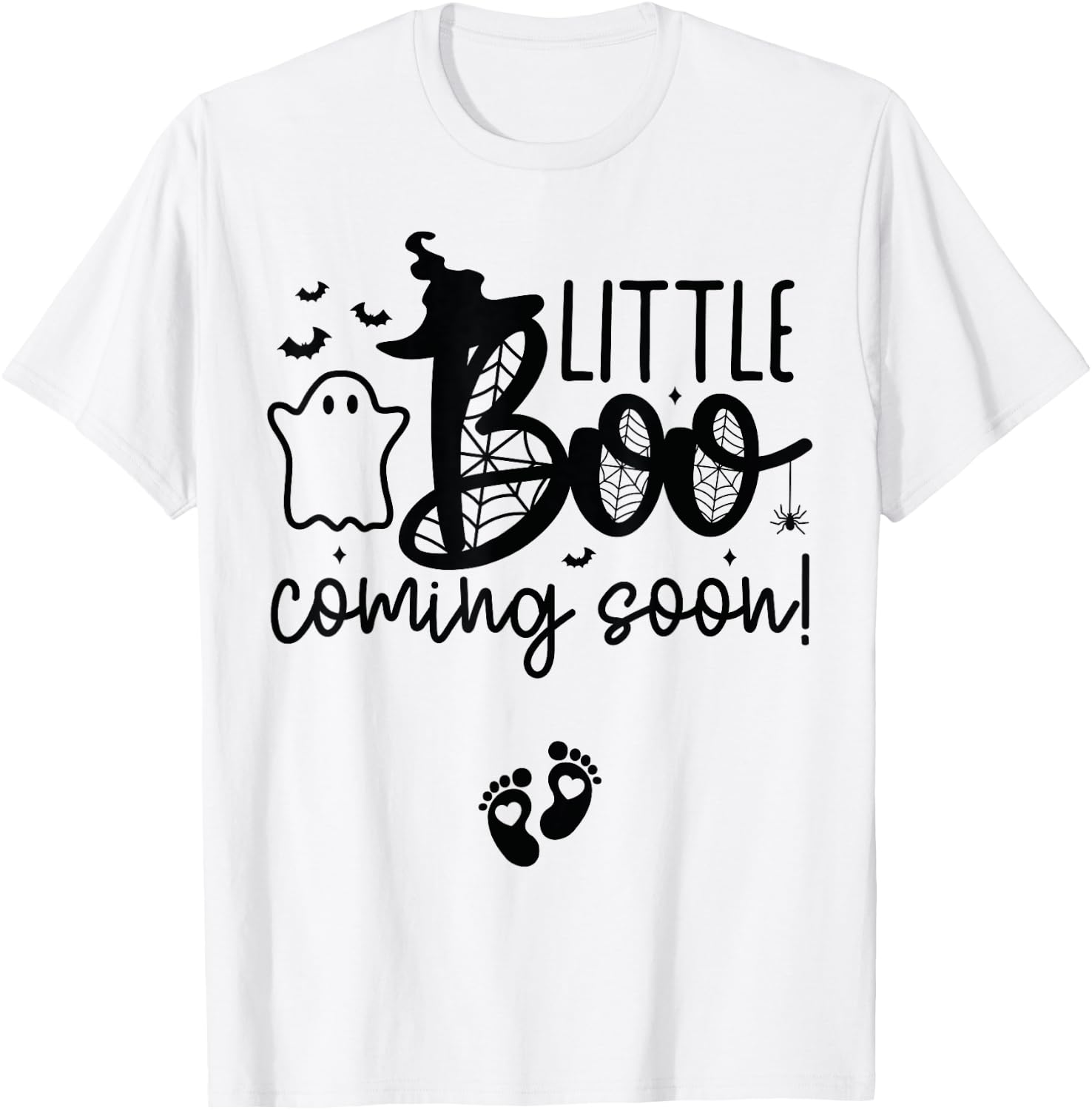 Halloween Pregnancy Announcement Little Boo Coming Soon T-Shirt - T-Shirt | White