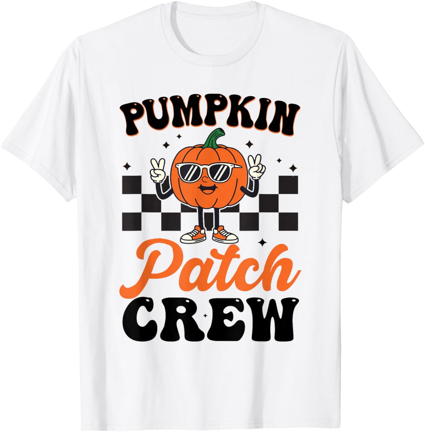Pumpkin Patch Crew Matching Family Halloween Groovy T-Shirt - T-Shirt | White