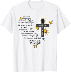 Butterfly Jesus Cross I Can Imagine Christian Religious T-Shirt - T-Shirt | White