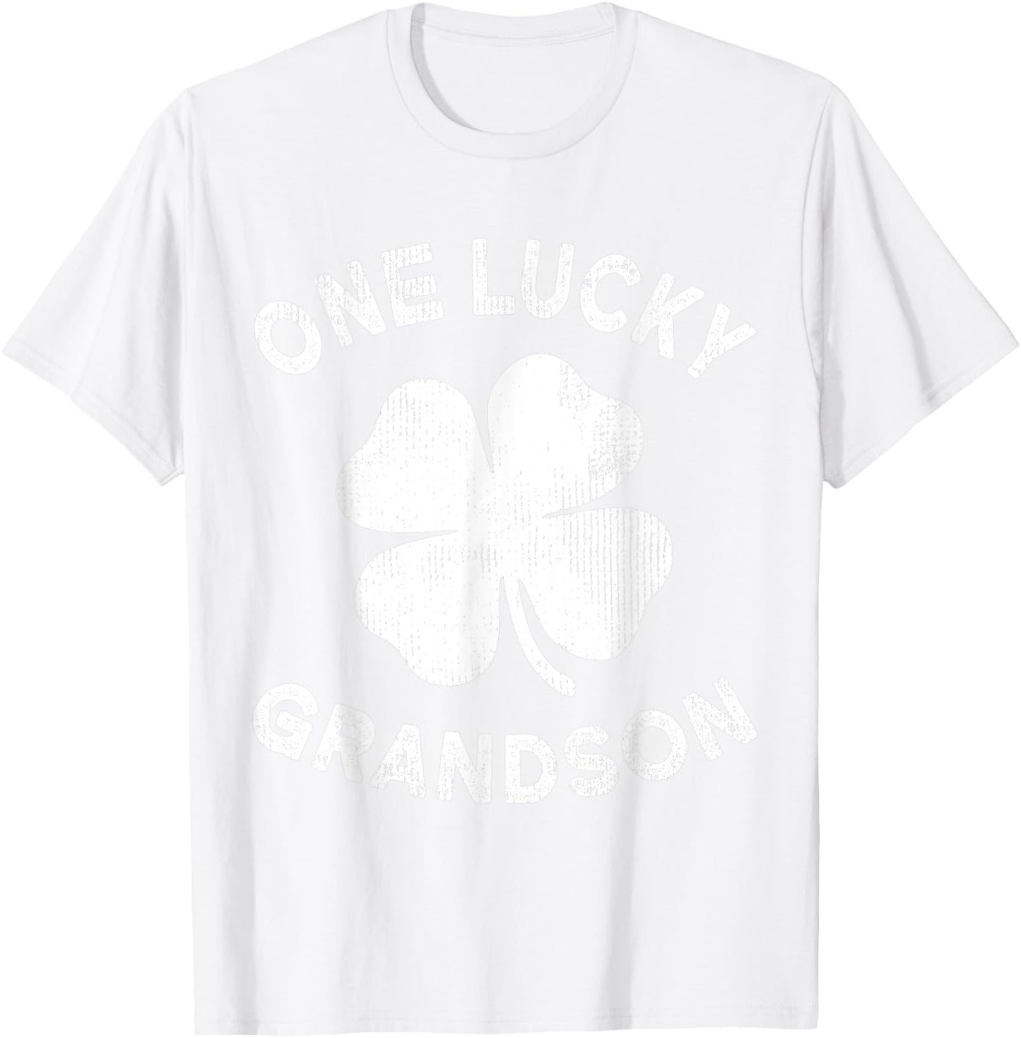 One Lucky Grandson St Patricks Day Green Shamrock Leaf T-Shirt - T-Shirt | White