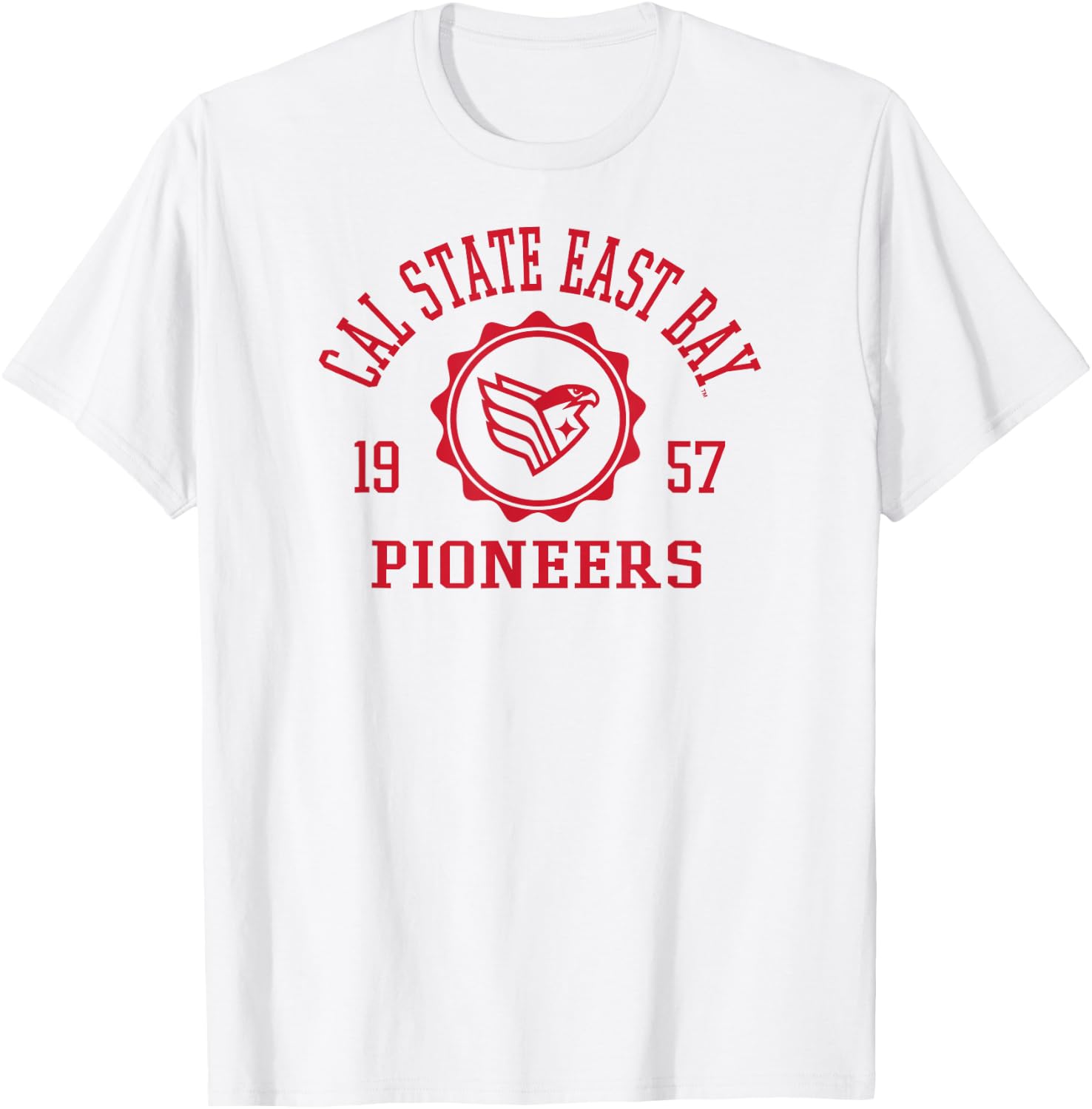 Cal State East Bay Pioneers Stamp Gray Officially Licensed T-Shirt - T-Shirt | White
