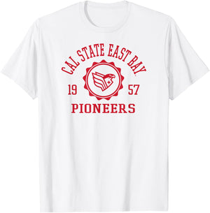 Cal State East Bay Pioneers Stamp Gray Officially Licensed T-Shirt - T-Shirt | White