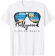 Hollywood Beach Florida Palm Tree Sunglasses Souvenir T-Shirt - T-Shirt | White