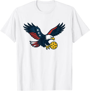 Cool Pickleball Patriotic Blue White Red USA Pride T-Shirt - T-Shirt | White