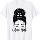 Libra Girl Messy Bun Zodiac Symbol Woman Birthday Costume T-Shirt - T-Shirt | White