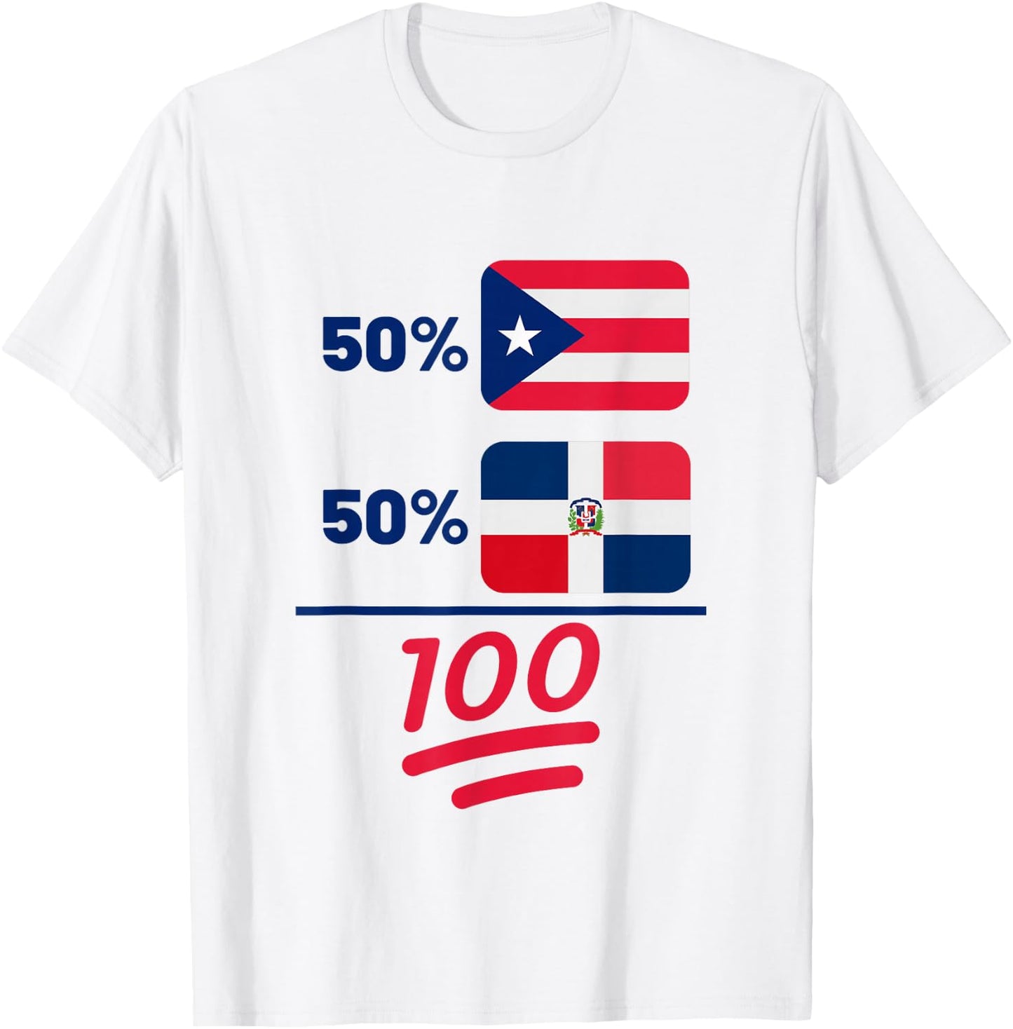 Puerto Rican Plus Dominican Heritage Nationality Flag T-Shirt - T-Shirt | White
