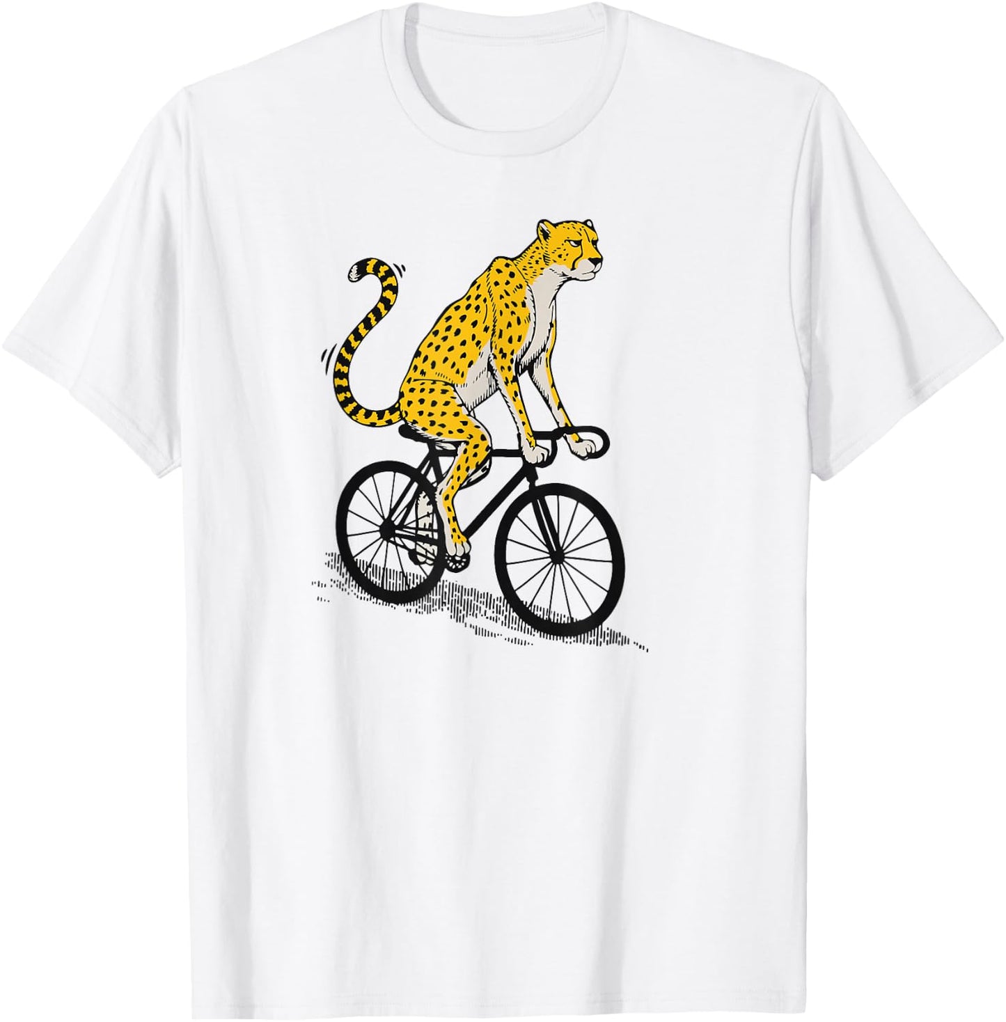 Funny Cheetah Cycling & Biking Humor for Bicyclists T-Shirt - T-Shirt | White
