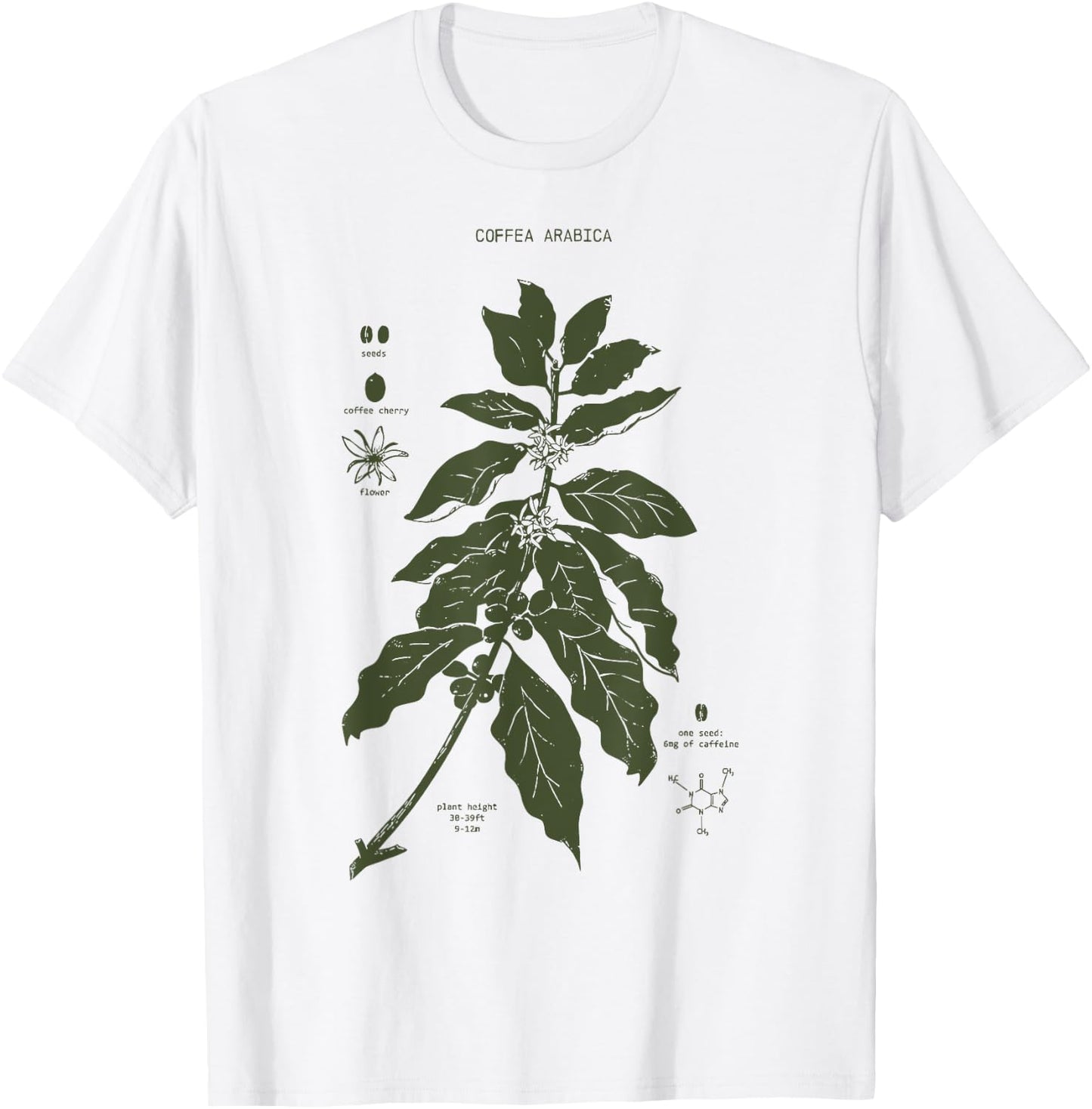 Vintage Coffee Plant Diagram Coffee Arabica Botanical T-Shirt - T-Shirt | White