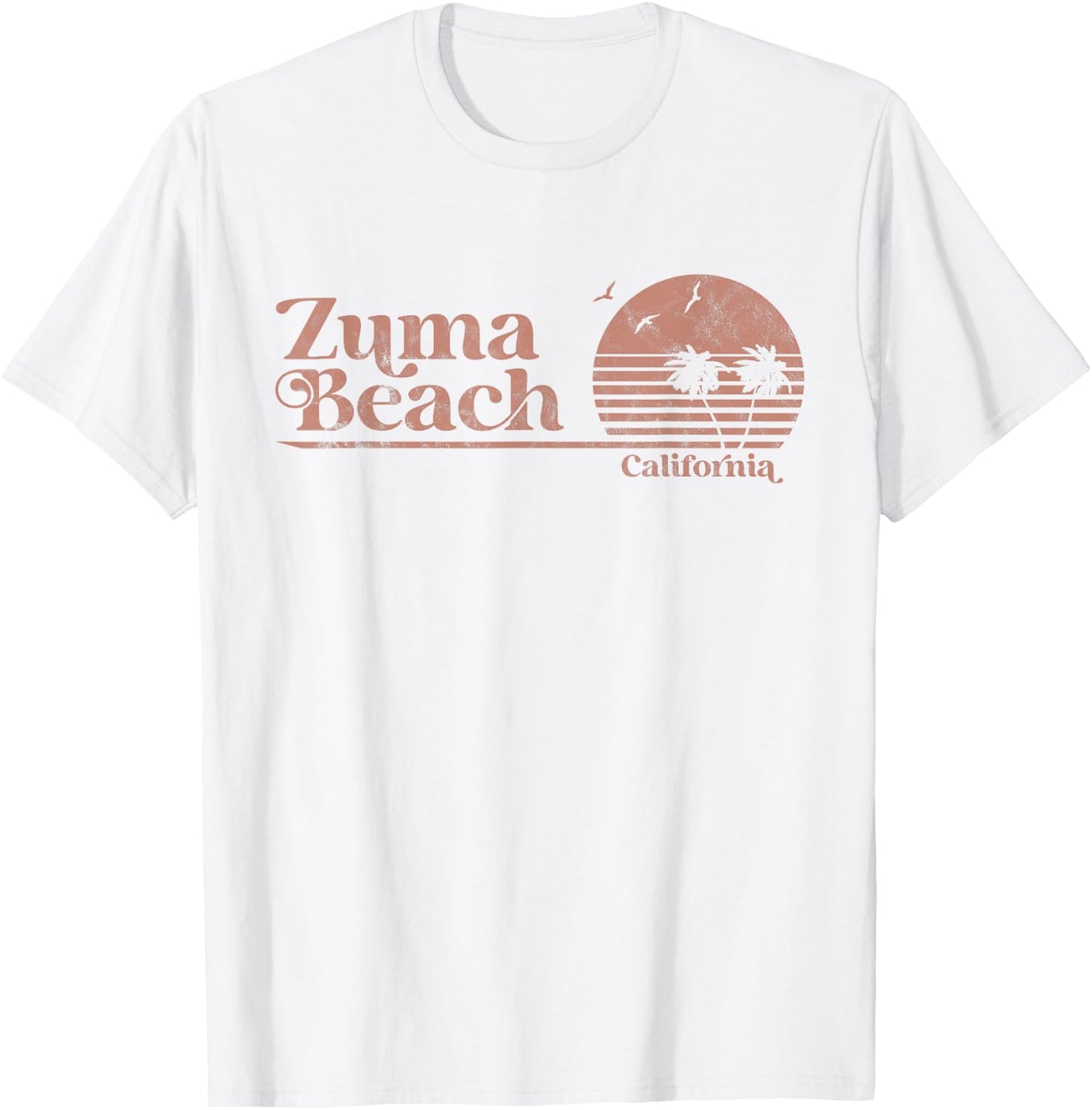 Vintage Zuma Beach California Palm Trees CA Retro T-Shirt - T-Shirt | White