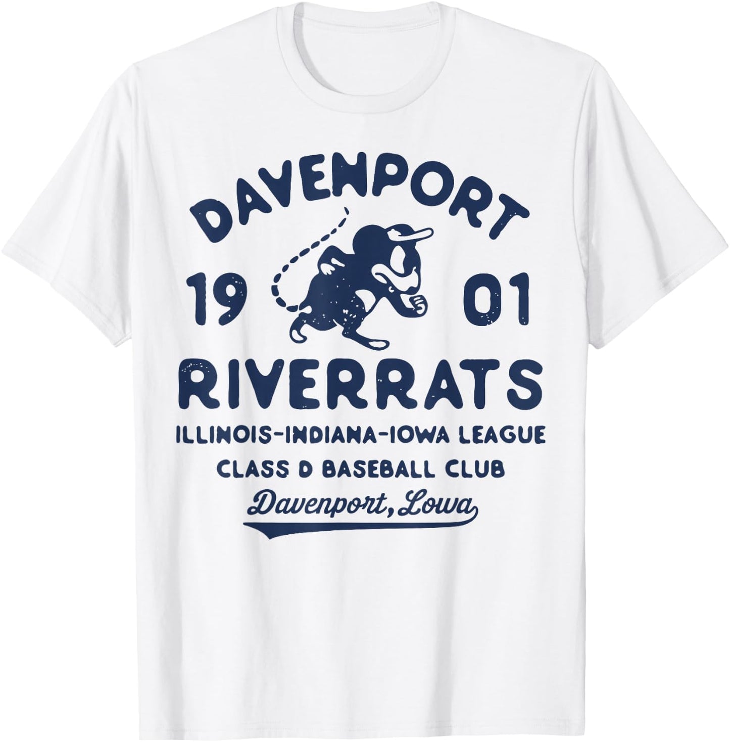 Davenport River Rats Iowa Vintage Defunct Baseball T-Shirt - T-Shirt | White