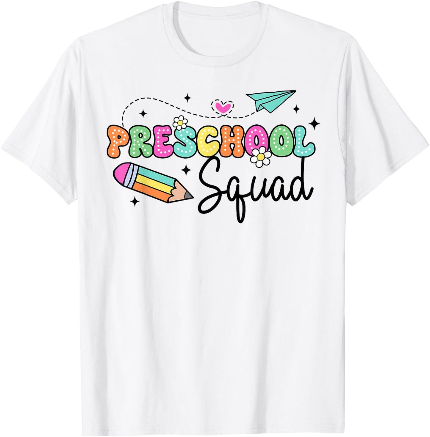 Preschool Squad Student Teacher Back To School Groovy T-Shirt - T-Shirt | White