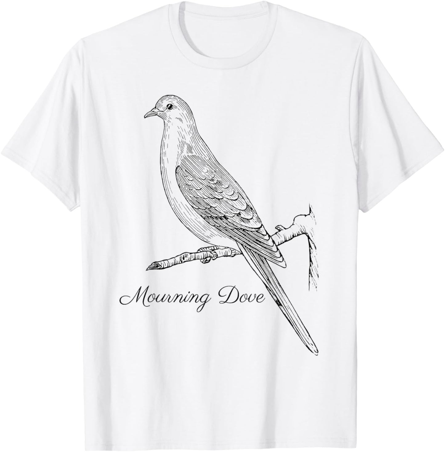 Mourning Dove Bird Shirt Ornithology Black Lines T-Shirt - T-Shirt | White