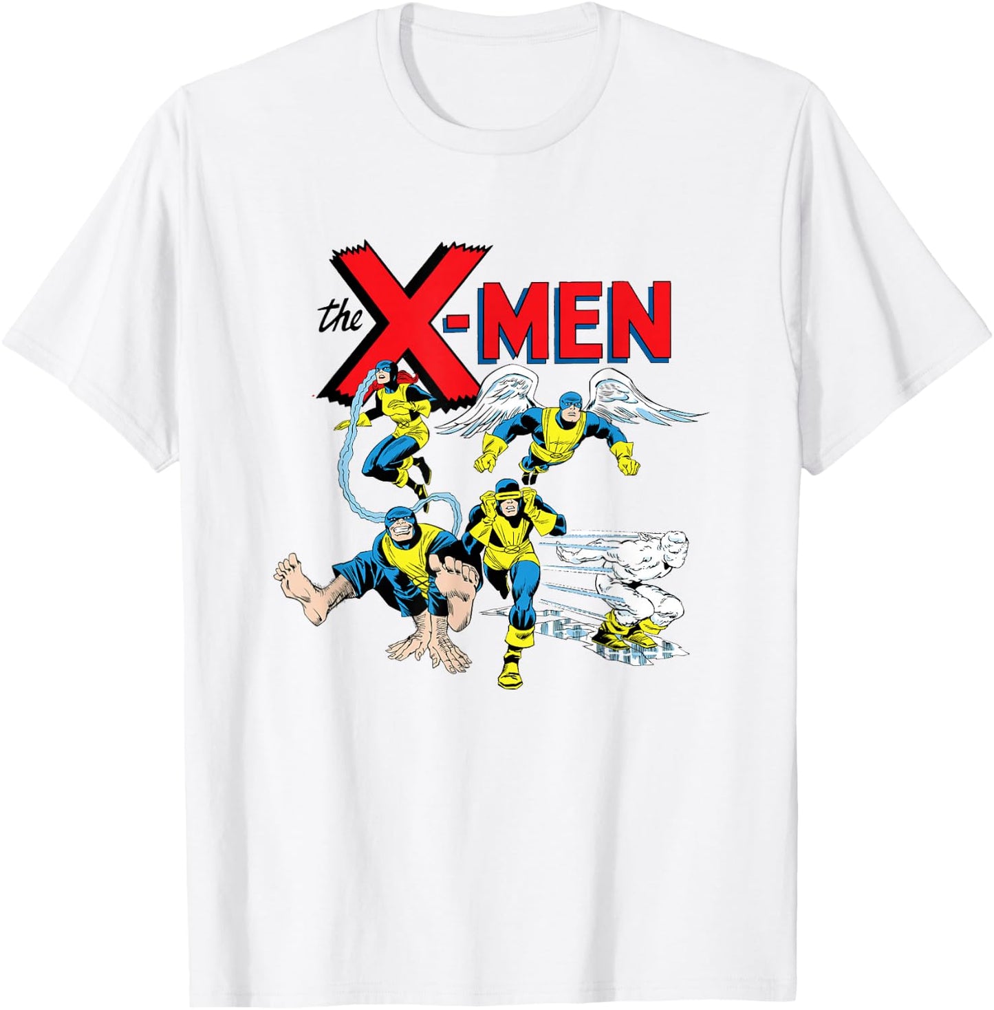 Marvel X-Men Original Group In Action Group Shot Vintage T-Shirt - T-Shirt | White
