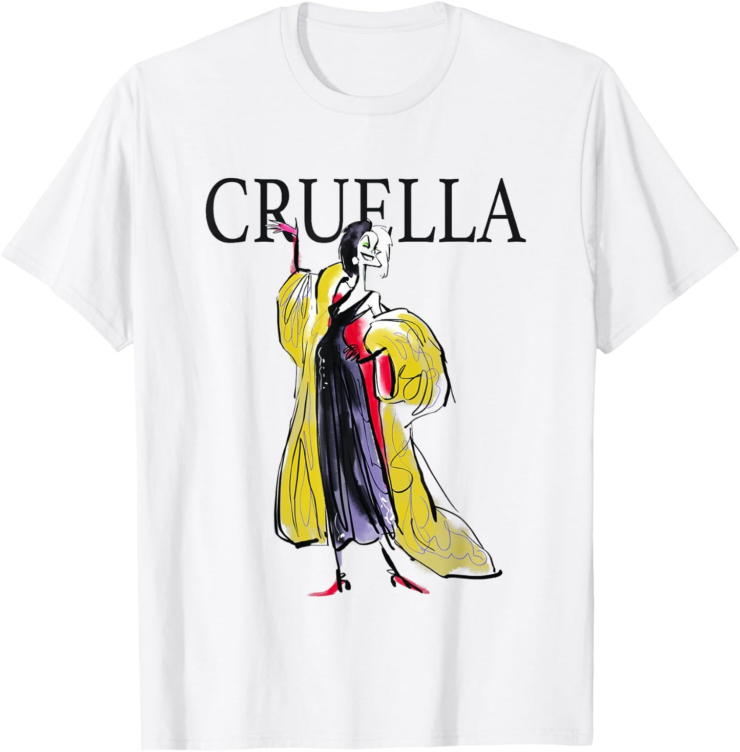 Disney 101 Dalmatians Cruella de Vil Sassy Retro Sketch T-Shirt - T-Shirt | White