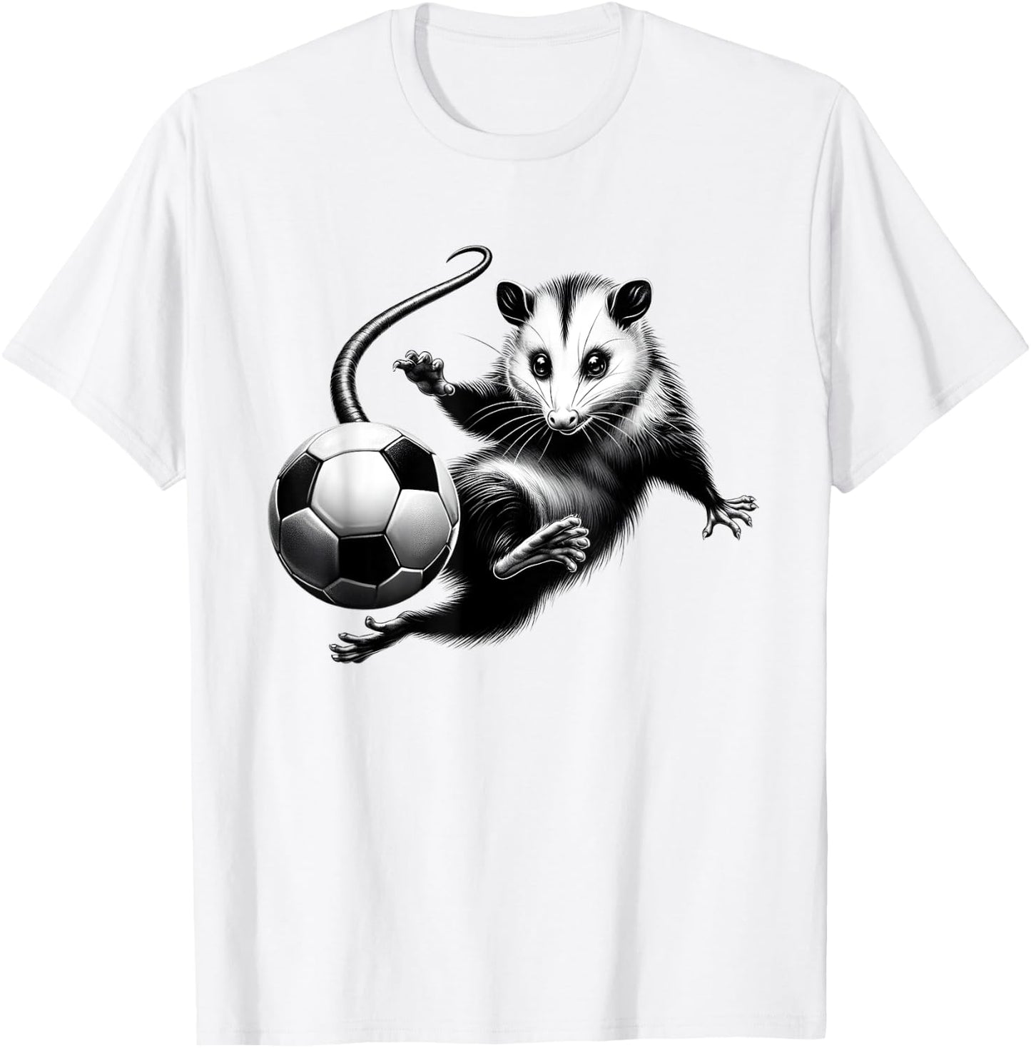 Vintage Possum Playing Soccer Opossum Lover Soccer Player T-Shirt - T-Shirt | White