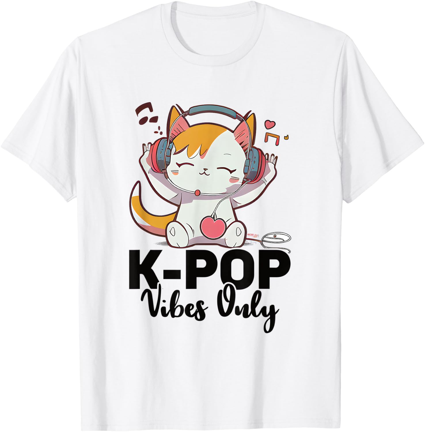 Kpop Vibes Only Merchandise Cat K-Pop Fashion Fangirls T-Shirt - T-Shirt | White