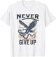 Never Ever Give Up Snake Vs. Eagle Motivational T-Shirt - T-Shirt | White