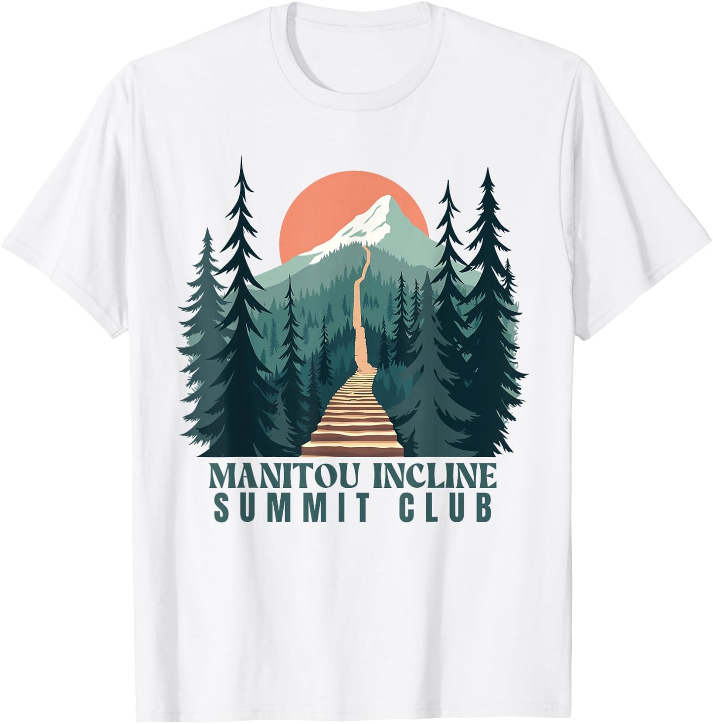 Manitou Incline Summit Club, Hiking Manitou Incline T-Shirt - T-Shirt | White