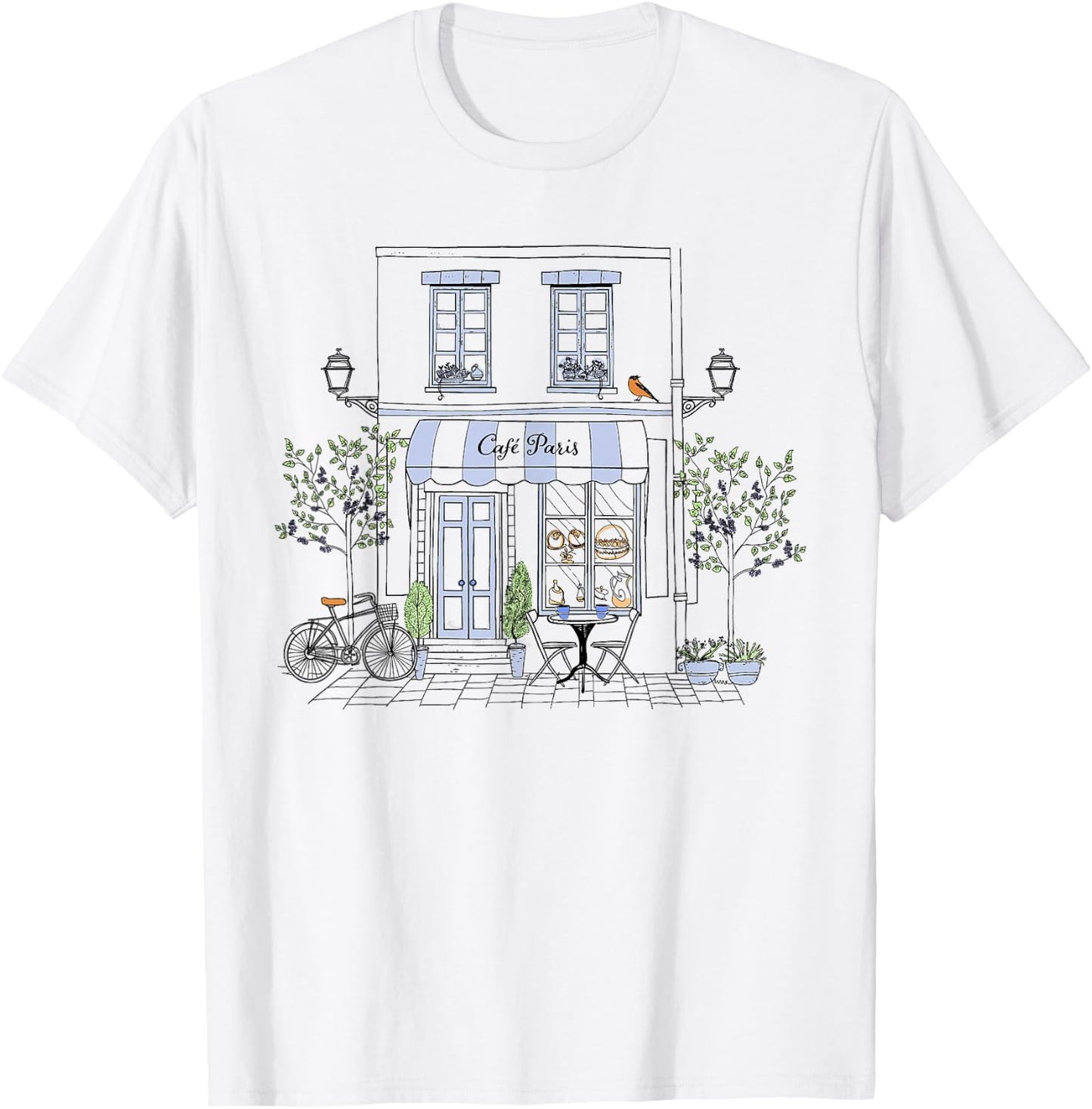 Cute French Coffee Café Paris Graphic Drawing Souvenir T-Shirt - T-Shirt | White