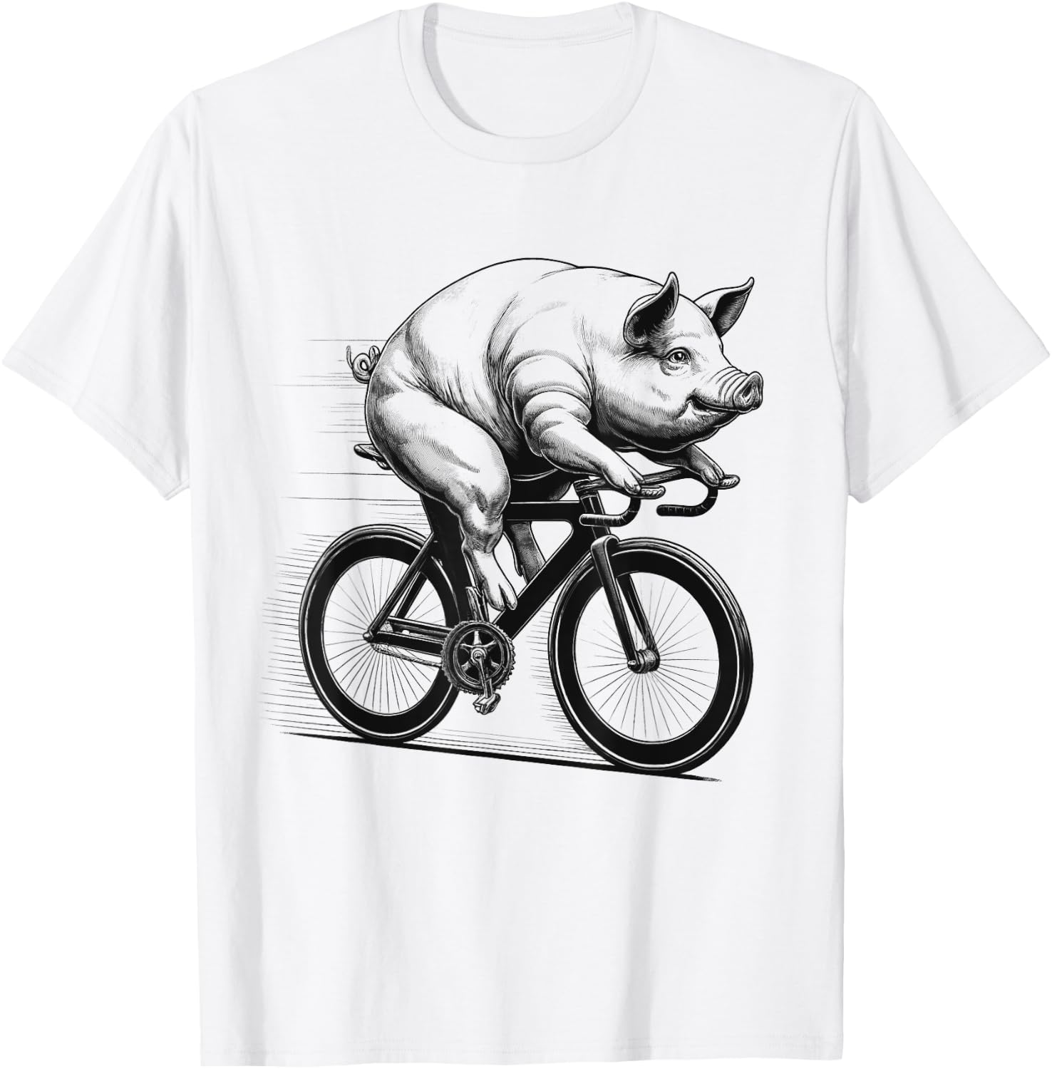 Pig Riding Bike Biker Bicycle Lover Biking T-Shirt - T-Shirt | White