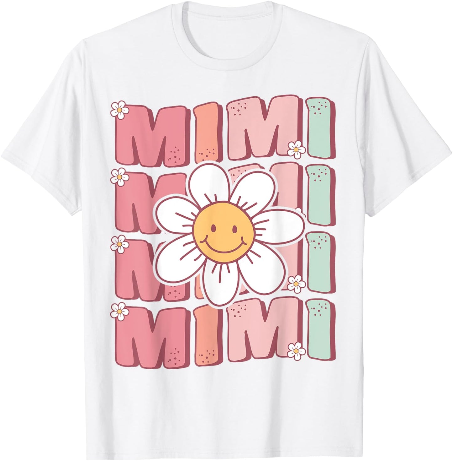 Cute Groovy Mimi 70s Family Birthday Party Daisy Flower T-Shirt - T-Shirt | White