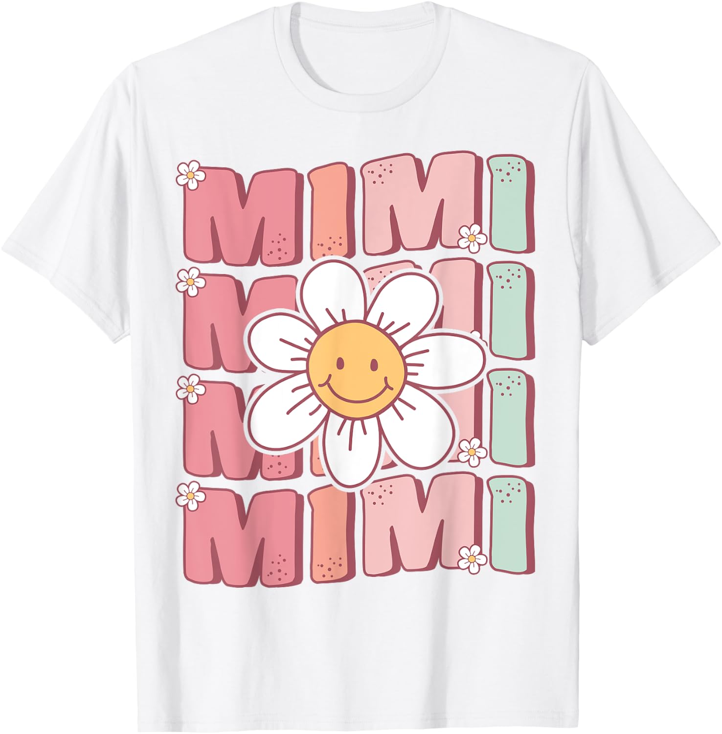 Cute Groovy Mimi 70s Family Birthday Party Daisy Flower T-Shirt - T-Shirt | White