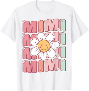 Cute Groovy Mimi 70s Family Birthday Party Daisy Flower T-Shirt - T-Shirt | White
