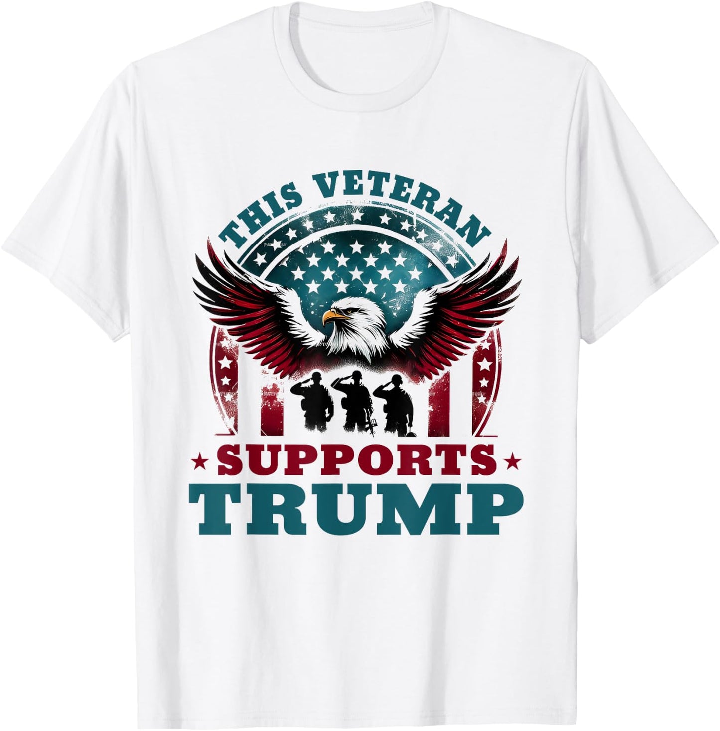This Veteran Supports Trump 2024 American Flag 4th Of July T-Shirt - T-Shirt | White