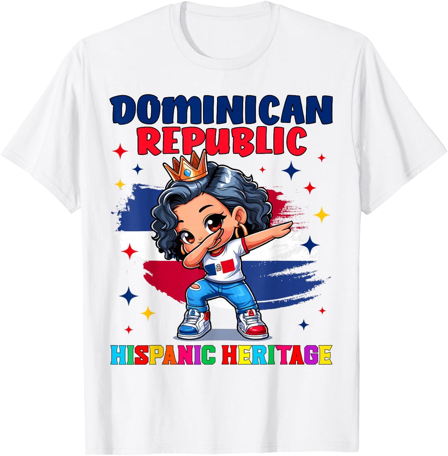 Dominican Republic Girl Hispanic Heritage Celebration Kids T-Shirt - T-Shirt | White