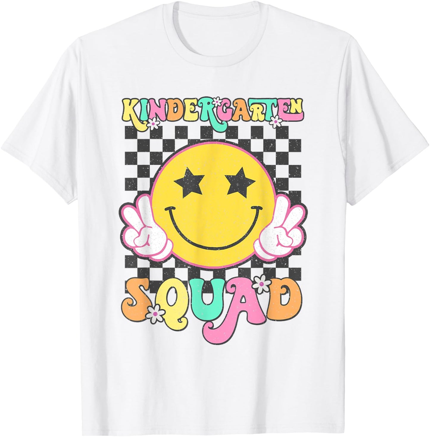 KinderGarten Squad Smile Retro Back To School T-Shirt - T-Shirt | White