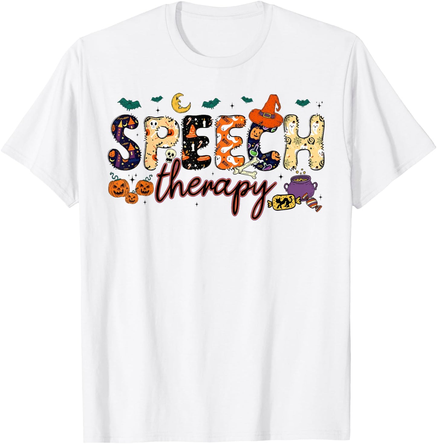 SLP Speech Language Pathologist Speech Therapist Halloween T-Shirt - T-Shirt | White