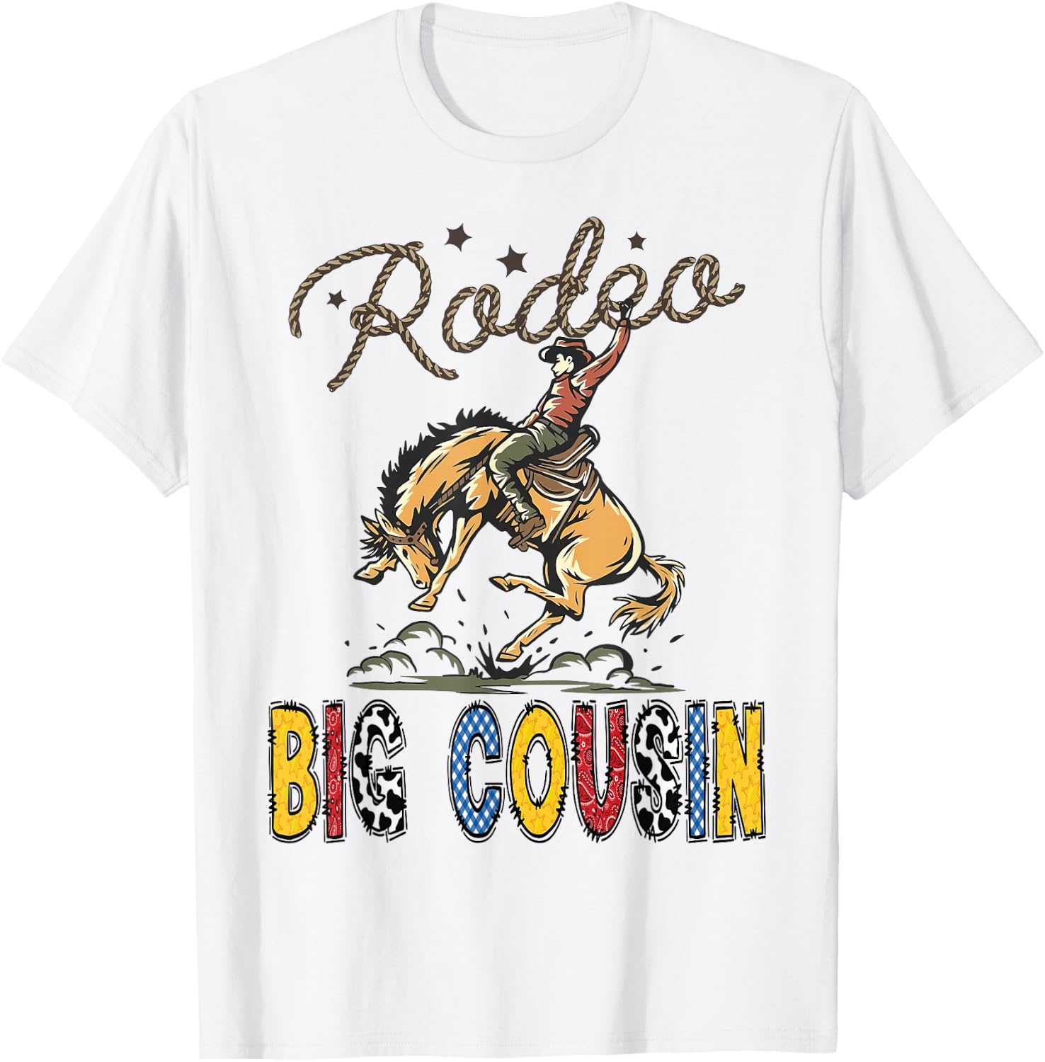 Rodeo Big Cousin Cowboy Cowgirl Birthday Kids Matching T-Shirt - T-Shirt | White
