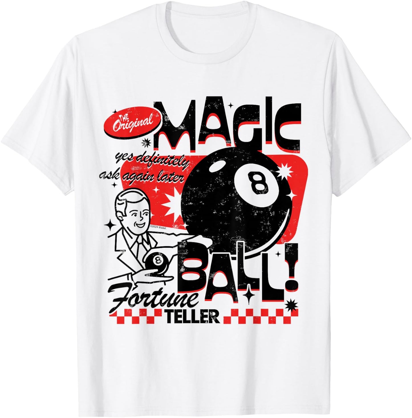 Magic 8 Ball - The Original Fortune Teller Vintage Pattern T-Shirt - T-Shirt | White
