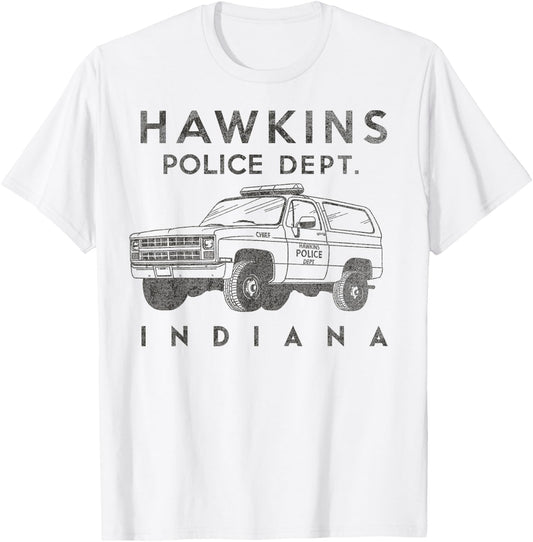 Netflix Stranger Things Hawkins Police Dept. Indiana T-Shirt - T-Shirt | White