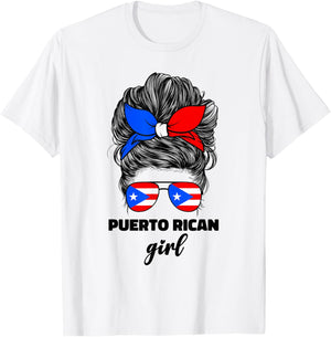 Puerto Rican Girl Girls Boricua Puerto Rico Flag T-Shirt - T-Shirt | White