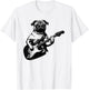 Pug Dog Playing Electric Guitar Rock Star Guitarist T-Shirt - T-Shirt | White