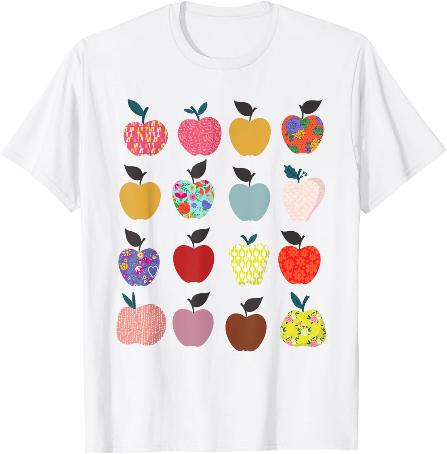 Folk Art Apples Back to school Teacher Shirt Funny T-Shirt - T-Shirt | White
