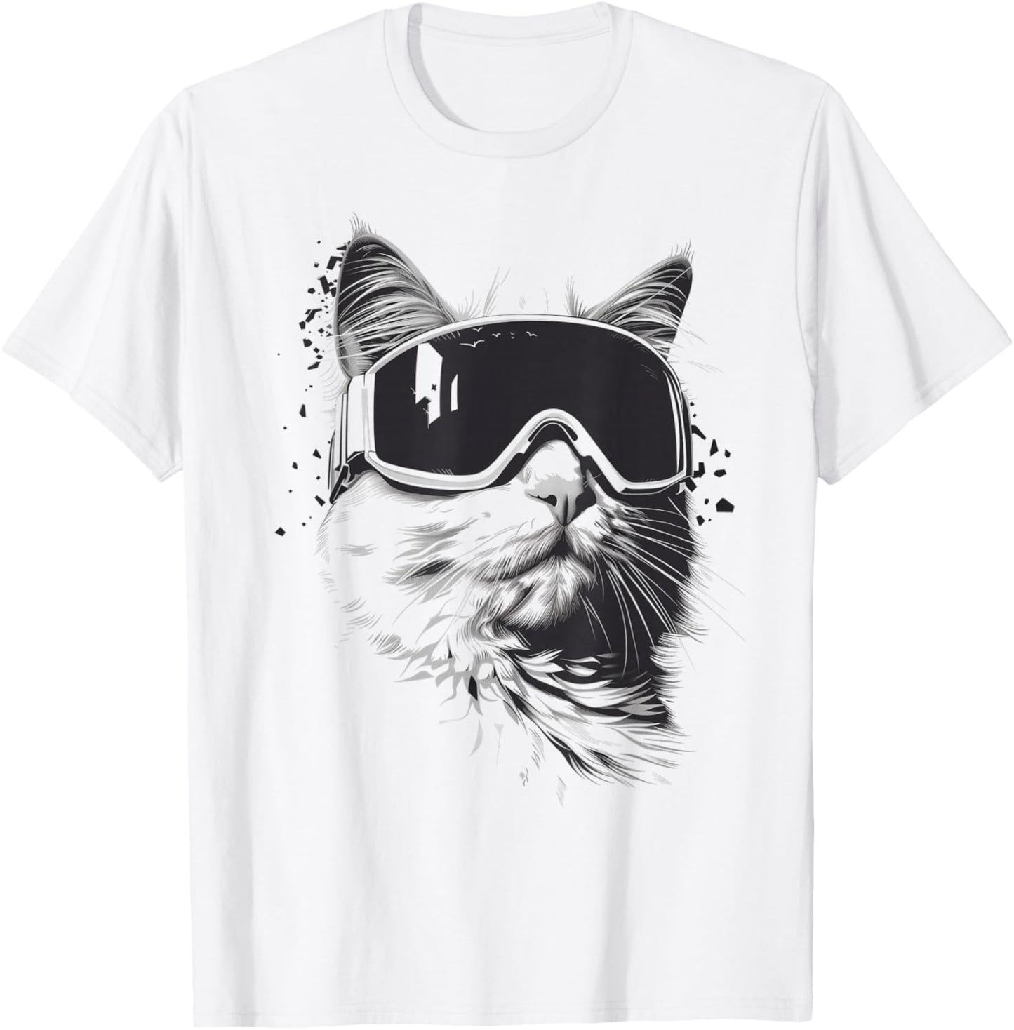 Ski Snowboard Cat Goggles Winter Sports Snowboarder Skiing T-Shirt - T-Shirt | White