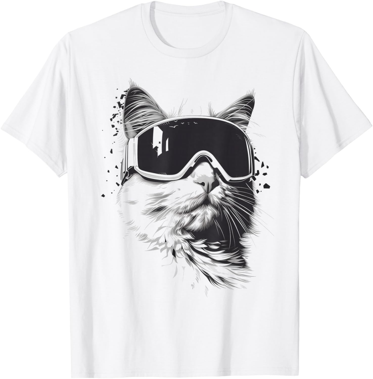 Ski Snowboard Cat Goggles Winter Sports Snowboarder Skiing T-Shirt - T-Shirt | White