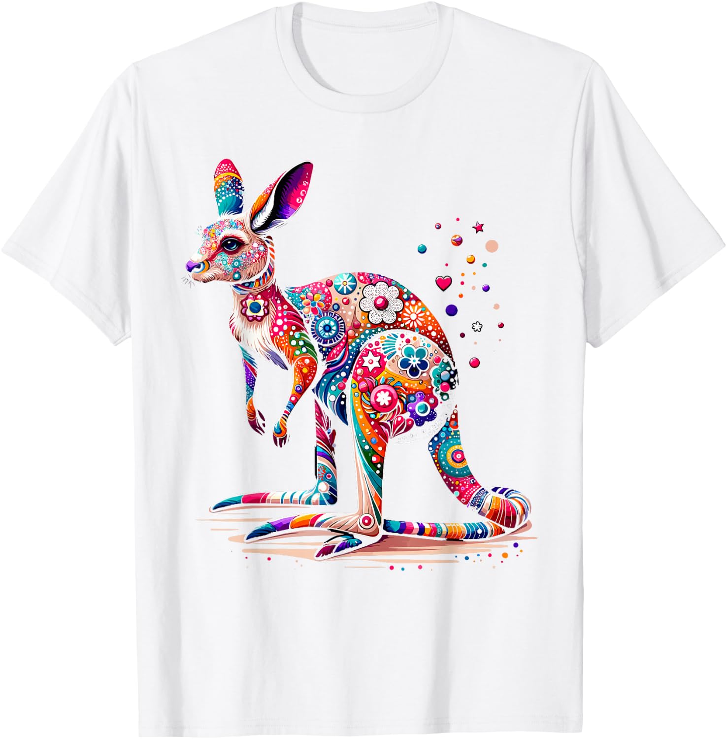 Hobicore Aesthetic Kangaroo Lover Shirt Colorful Kangaroo T-Shirt - T-Shirt | White