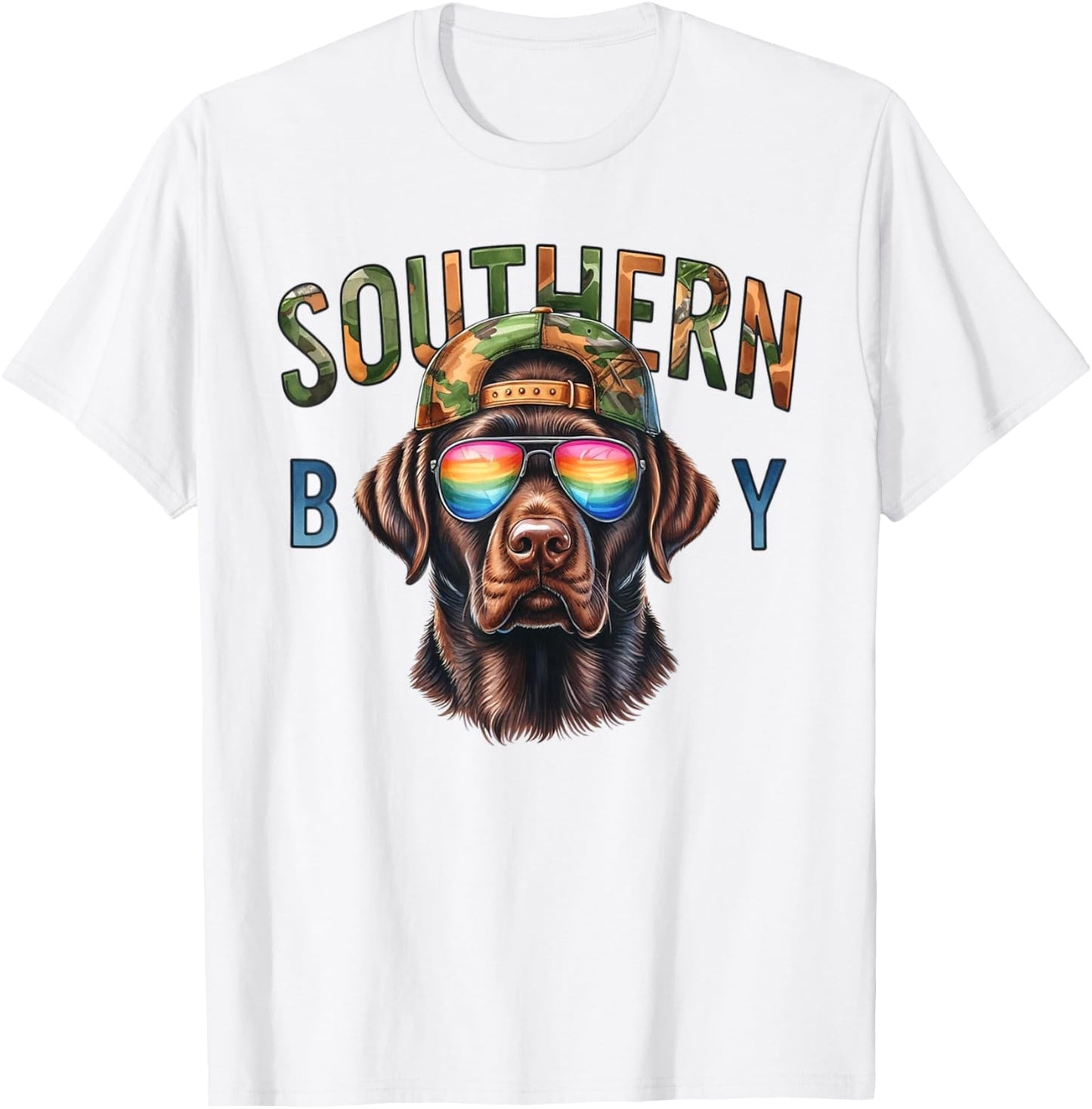 Southern Boy Hunting Dog Labrador Western Hunting Boy T-Shirt - T-Shirt | White