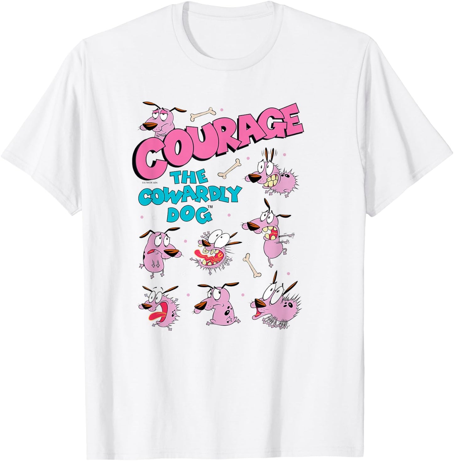 Courage The Cowardly Dog Moods of Courage Collage Cartoon T-Shirt - T-Shirt | White