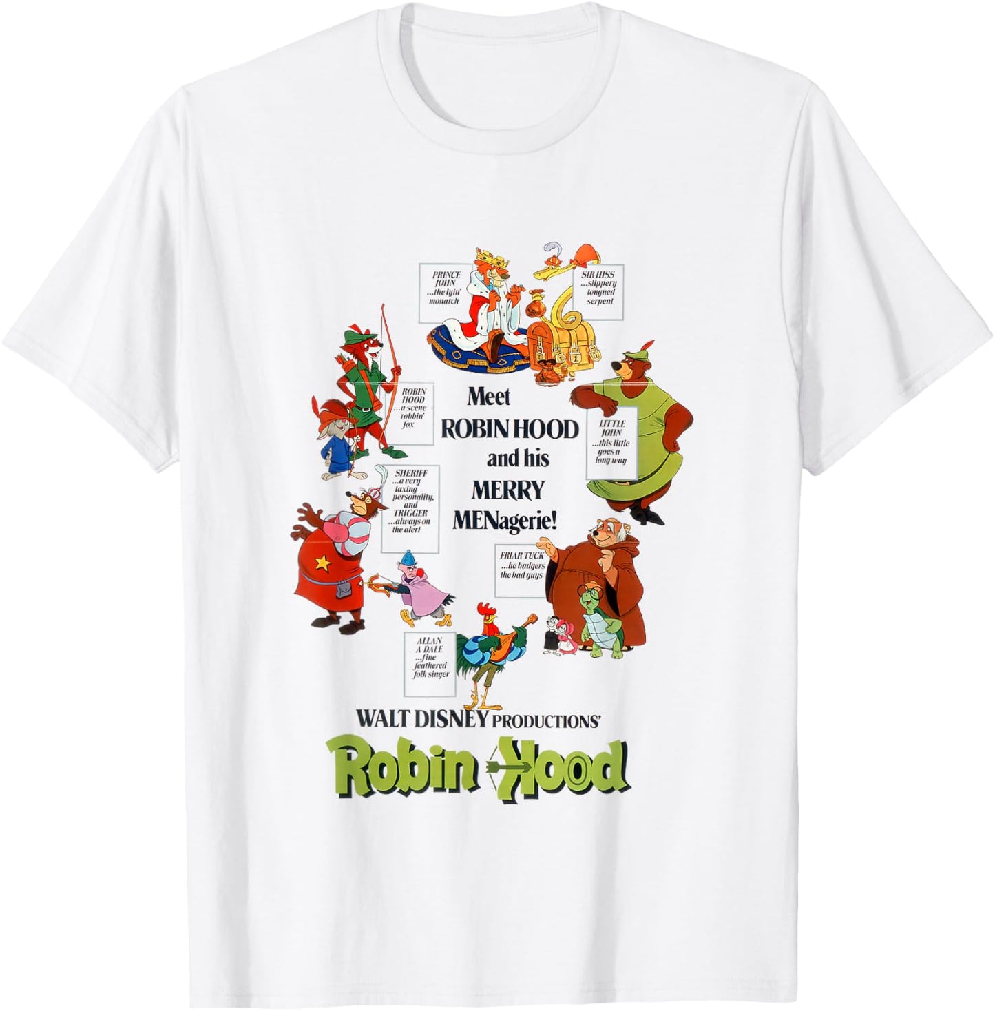 Disney Robin Hood Meet Robin Hood and His Merry Menagerie! T-Shirt - T-Shirt | White