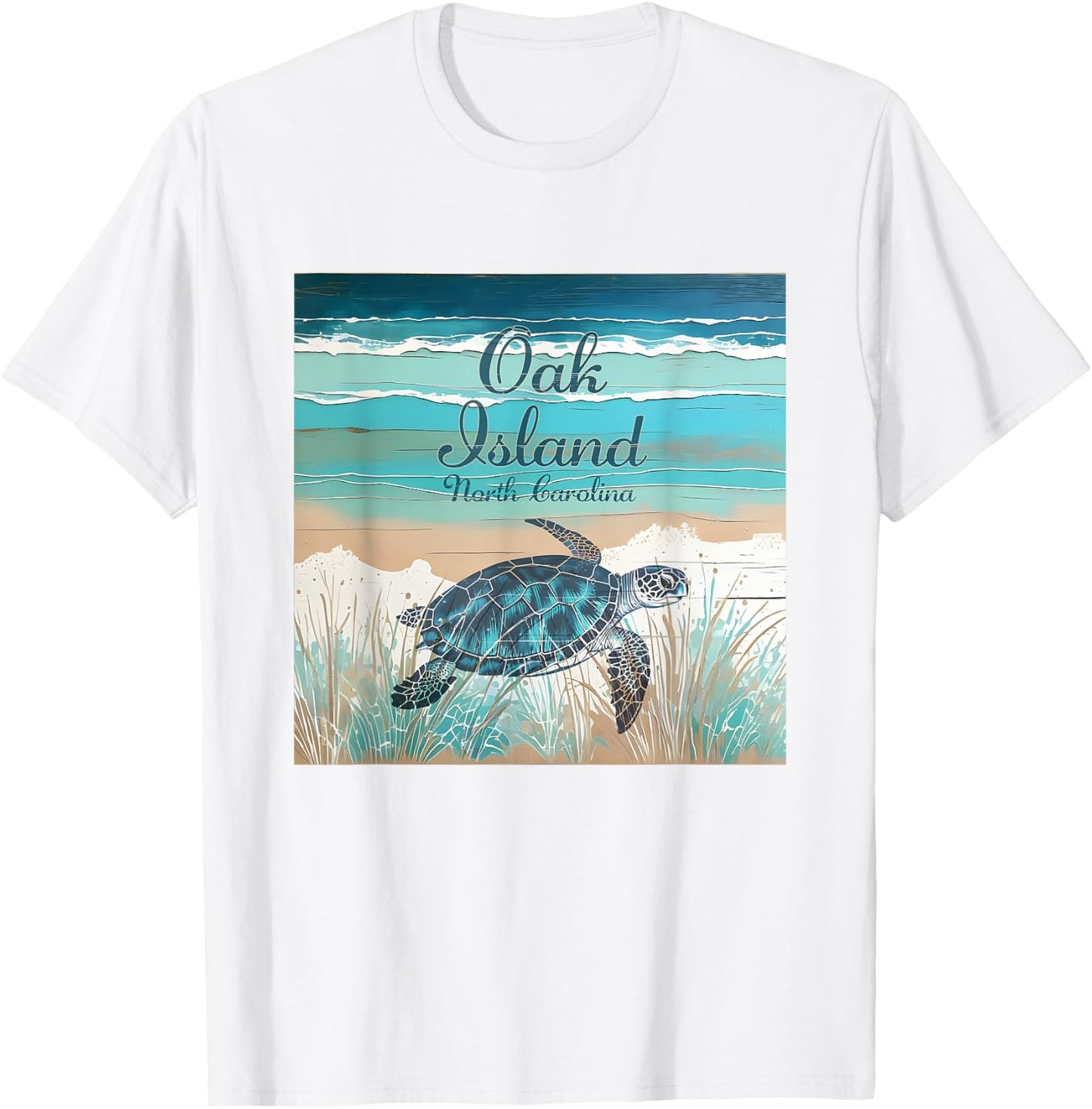 Oak Island North Carolina Sea Turtle Beach Decor T-Shirt - T-Shirt | White