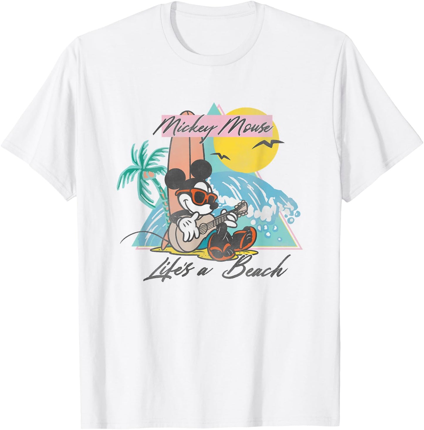 Disney Mickey And Friends Mickey Mouse Life's A Beach Logo T-Shirt - T-Shirt | White