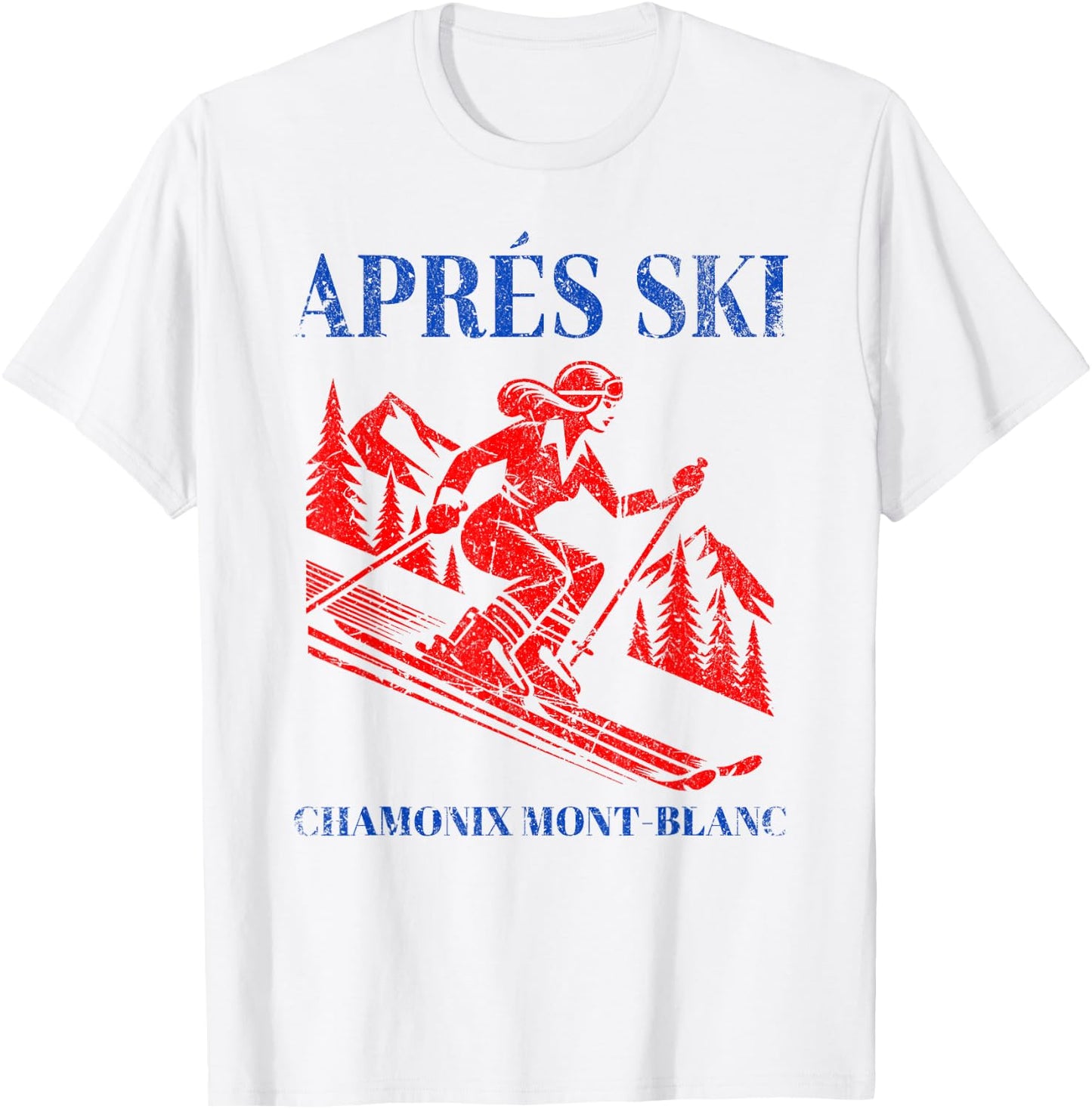 Ski Apres Vintage Ski Skiing Mont Blanc Retro Snow Skier T-Shirt - T-Shirt | White