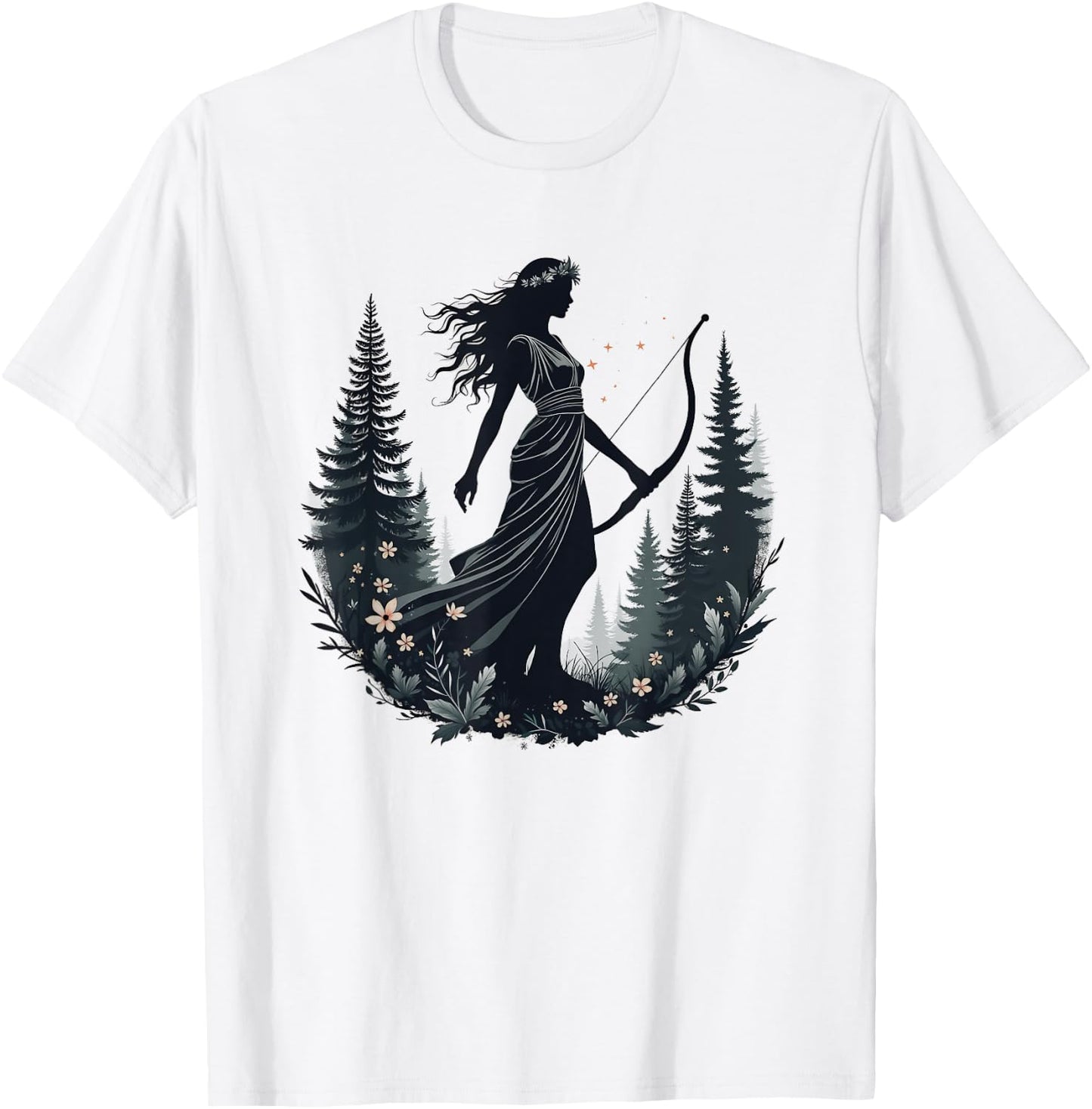 Agema Apparel Artemis Ancient Greek Goddess Greek Mythology T-Shirt - T-Shirt | White