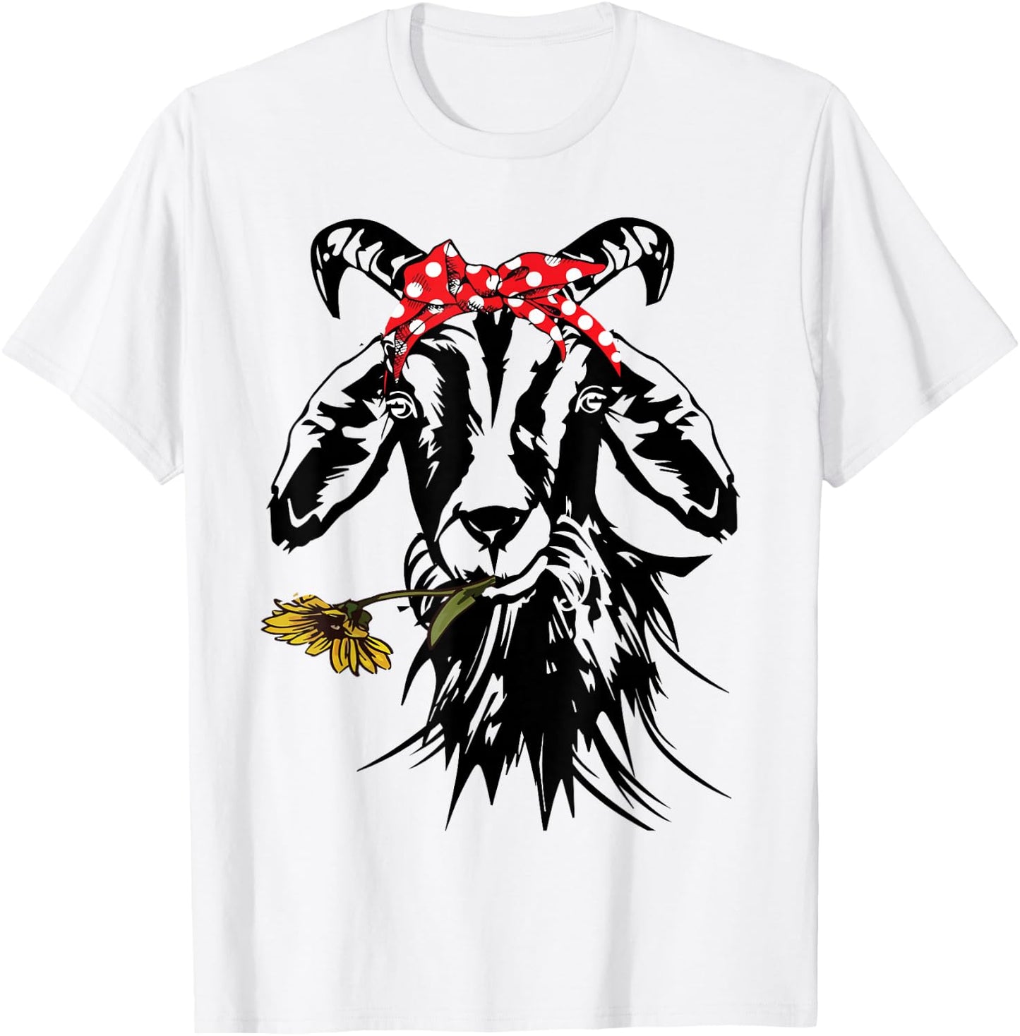 Women's Goats Bandana Farm Animal Lover Funny Goat Graphics T-Shirt - T-Shirt | White