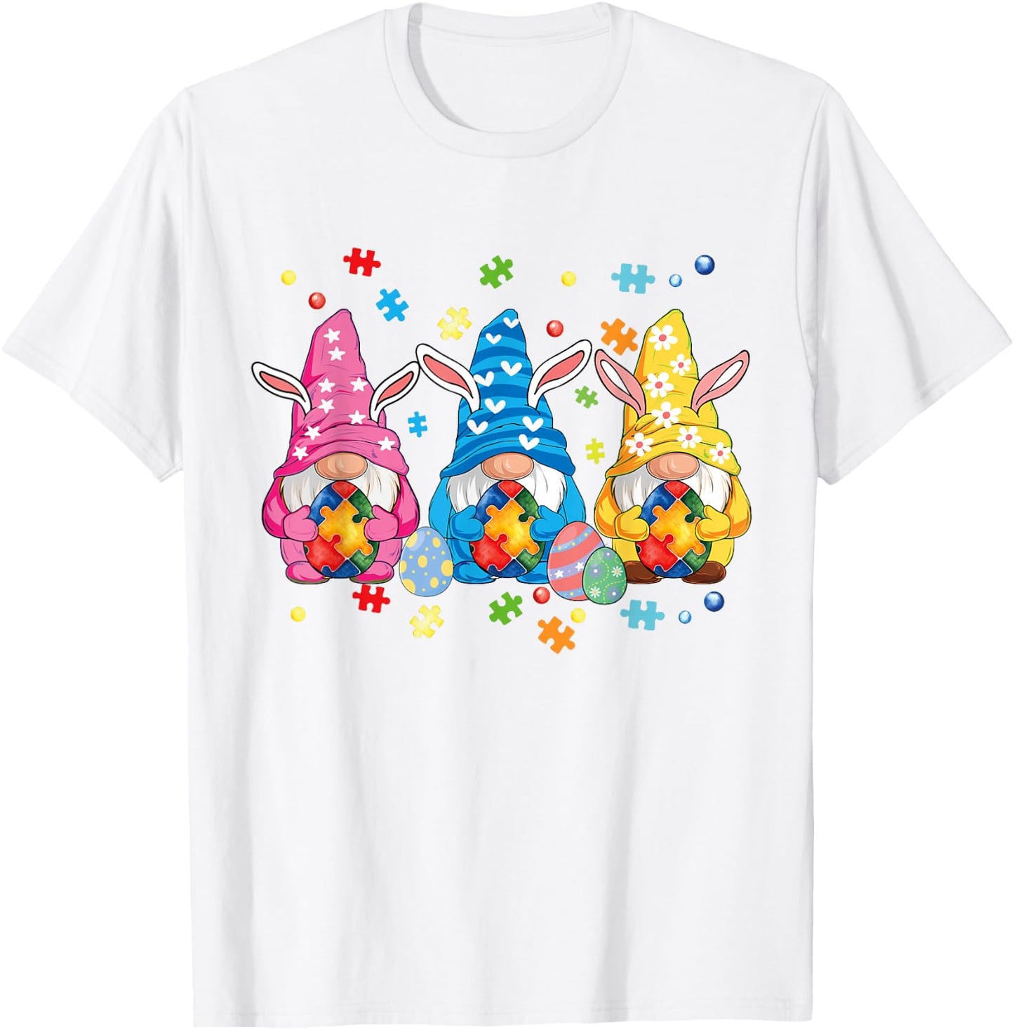 Gnome Autism Awareness Easter Day Gnomes Autism T-Shirt - T-Shirt | White