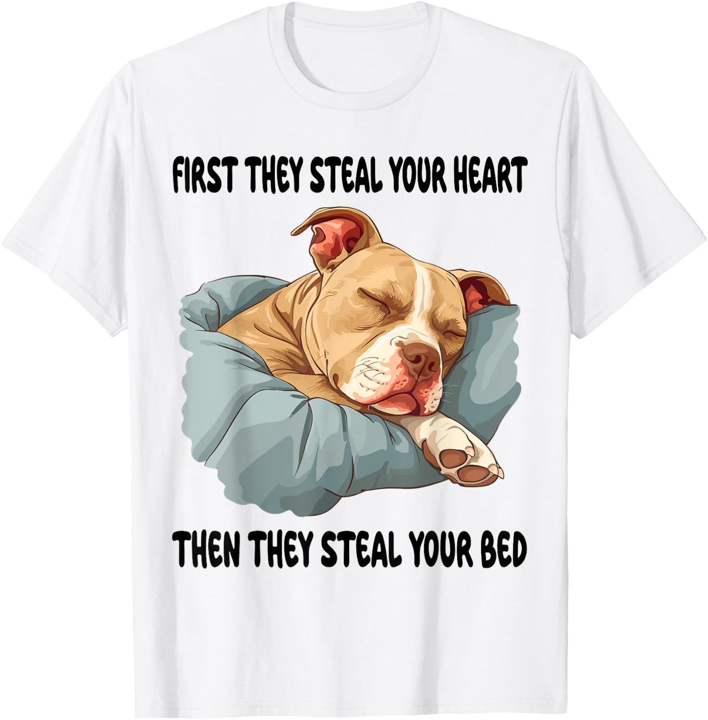 Pitbull Sleeping Pajamas Nightgown T-Shirt - T-Shirt | White